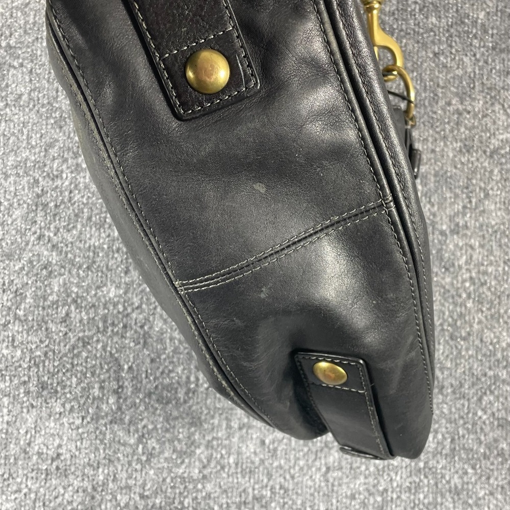VTG Coach Purse Hobo Black Zoe Leather Cross Body Bag Brass Heavy Charm Tag Y2K - Picture 6 of 16